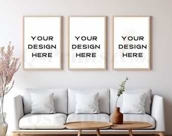 3 Frames mockup, Wall Art mock up, Interior mockup, Photo Frame, Frame Mockup, Mockup Frame, Boho Mockup, Wood Frame Mockup, Poster Mockup