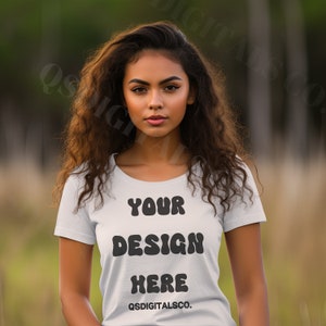 Hispanic Female Model Mockup, Bella Canvas 3001 T-Shirt Mockup, Bella Canvas 3001 Mock Up, Women Mockup, Latina Latinx Mockup, BC 3001 Mocks