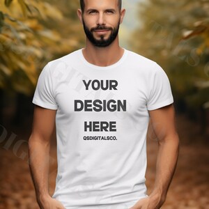 Fall Bella Canvas 3001 Tshirt Mockup | Bella Canvas 3001 Mock Up, Autumn T-Shirt Mockup, Men T-shirt Mockup, Fall Mockup, BC 3001 Mockups