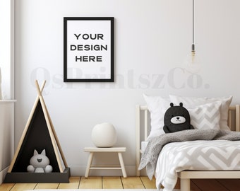 Frame mockup, Wall Art mock up, Kids Bedroom Interior mockup, Photo Frame, Frame Mockup, Mockup Frame, Wood Frame Mockup, Poster Mockup