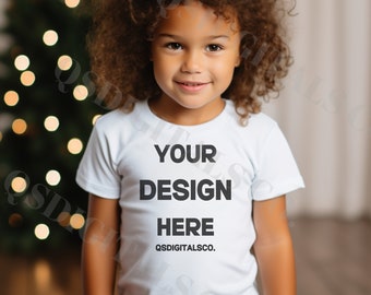 Maqueta de camiseta Bella Canvas 3001 para niños, Maqueta navideña para niños, Maqueta Bella Canvas 3001Y, Bella Canvas 3001T, Maqueta para niños pequeños, Maqueta XMAS