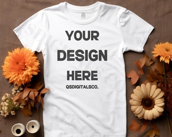 Fall Bella Canvas 3001 Tshirt Mockup | Bella Canvas 3001 Mock Up, Autumn T-Shirt Mockup, Flat Lay Shirt Mockup, Fall Mockup, BC 3001 Mockups