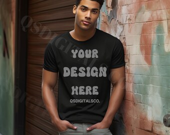Maqueta de modelos masculinos afro HISPANIC, Maqueta Bella Canvas 3001, Maqueta hombres mujeres, Maqueta Afro Latino Latinx Bella Canvas 3001, Mocks BC 3001