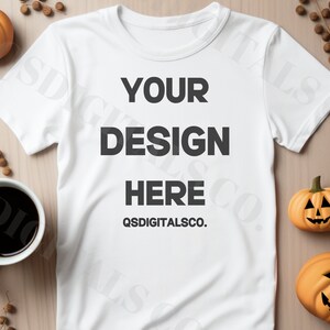 Halloween Bella Canvas 3001 T Shirt Mockup, Flat Lay Bella Canvas 3001 Mock Up, Mockups, Halloween T-Shirt Mockup, Fall BC 3001 Mockups