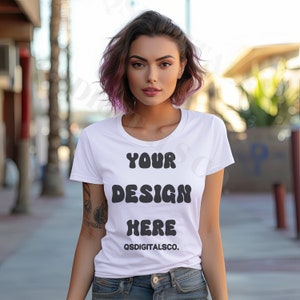 Hispanic Female Model Mockup, Bella Canvas 3001 T-Shirt Mockup, Bella Canvas 3001 Mock Up, Women Mockup, Latina Latinx Mockup, BC 3001 Mocks