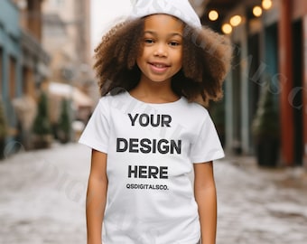 Maqueta de camiseta Bella Canvas 3001 para niños, Maqueta navideña para niños, Maqueta Bella Canvas 3001Y, Bella Canvas 3001T, Maqueta para niños pequeños, Maqueta XMAS