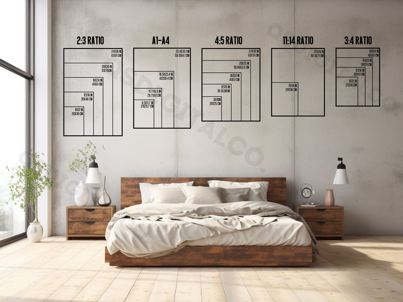 Wall Art Size Guide, Print Size Guide, Wall Art Ratio Guide, Frame Size ...
