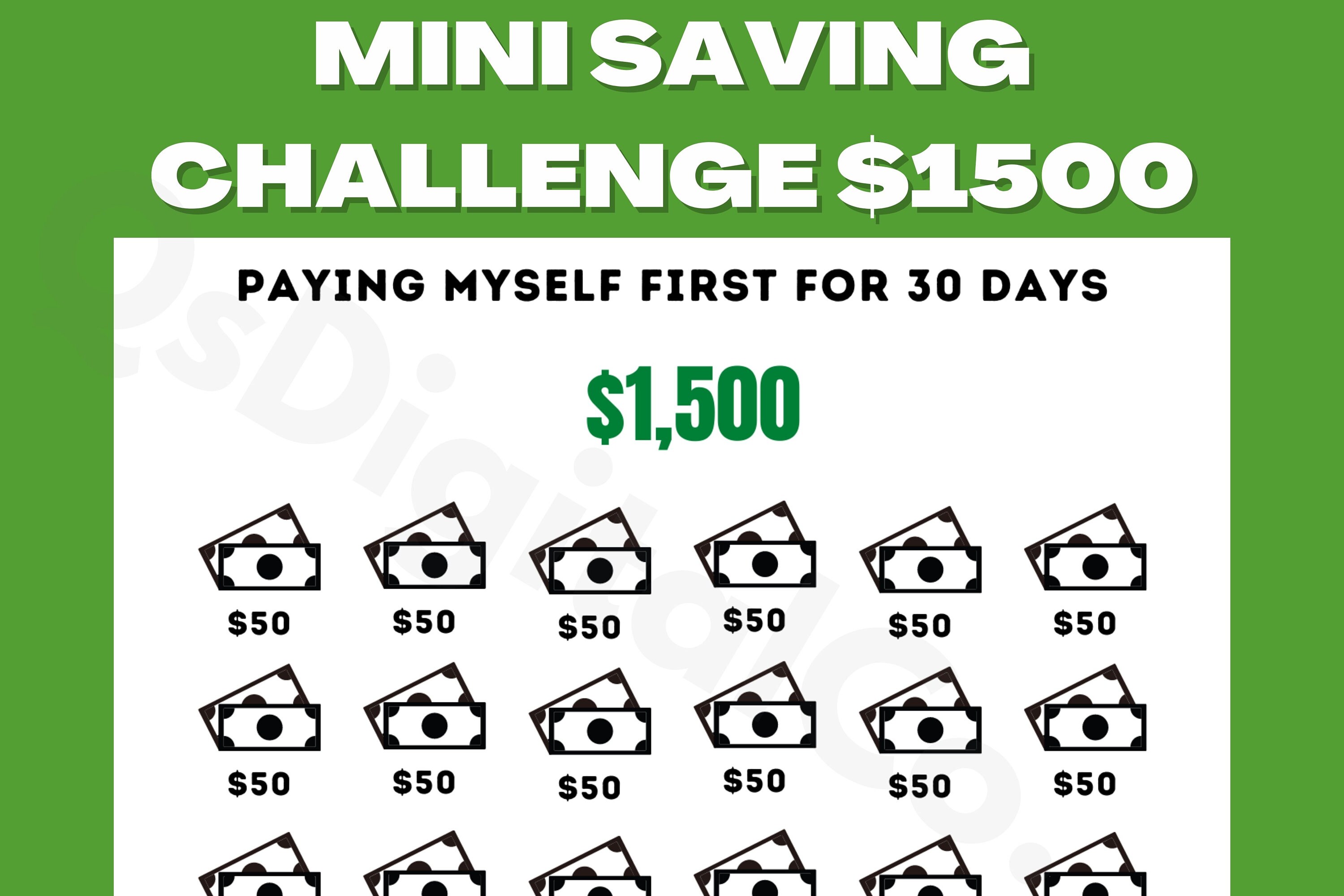 1.5K Challenge Printable, Save 100 Dollars in 100 Days