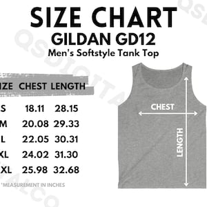Gildan GD12 Größentabelle | Herren Tank Top Größentabelle | Gildan GD12 Mock Up | Größentabelle | Männer Tank Top Mockup | Männer Tank Top Mocks
