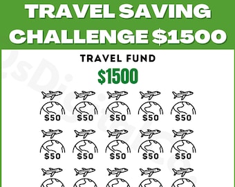 1.5K Travel Fund Challenge Printable, Save 1500 Dollars, Money Savings Challenge, Budget Planner, Savings Tracker, Savings Challenge
