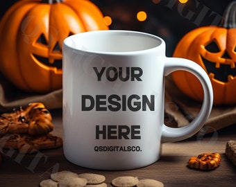 Halloween Coffee Mug Mockups, 11 oz Coffee Mug Mockup, White Mug Mockup, Autumn Mug Mock Up, Fall Mug Mock Ups, Blank Mug Mockup, Mug Mockup