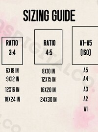 Wall Art Size Guide, Frame Size Guide, Print Size Guide, Comparison Chart, Poster Size Chart, Wall Display Guide, Aspect Ratio Chart