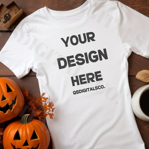 Halloween Bella Canvas 3001 T Shirt Mockup, Flat Lay Bella Canvas 3001 Mock Up, Mockups, Halloween T-Shirt Mockup, Fall BC 3001 Mockups