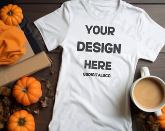 Halloween Bella Canvas 3001 T Shirt Mockup, Flat Lay Bella Canvas 3001 Mock Up, Mockup, Halloween T-Shirt Mockup, Autunno BC 3001 Mockup