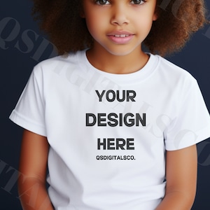 Bella Canvas 3001Y Tshirt Mockup, Bella Canvas 3001Y Mock Up, Kids T-shirt Mockup, Black Girl Model Mockup, Bella Canvas 3001T, Youth Mockup