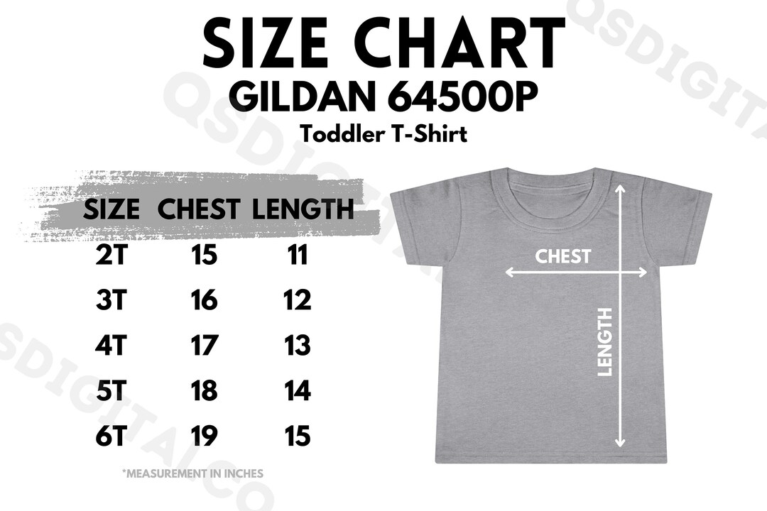 Gildan 64500P Size Chart Toddler Tshirt Size Guide Gildan 64500P Mock