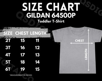 Gildan 64500P Größentabelle | Kleinkind T-Shirt Größentabelle | Gildan 64500P Mock Up | Größentabelle | Kleinkind T-shirt Mockup | Kleinkind Tee Mocks