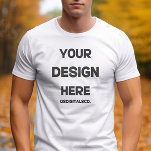 Fall Bella Canvas 3001 Tshirt Mockup | Bella Canvas 3001 Mock Up, Autumn T-Shirt Mockup, Men T-shirt Mockup, Fall Mockup, BC 3001 Mockups