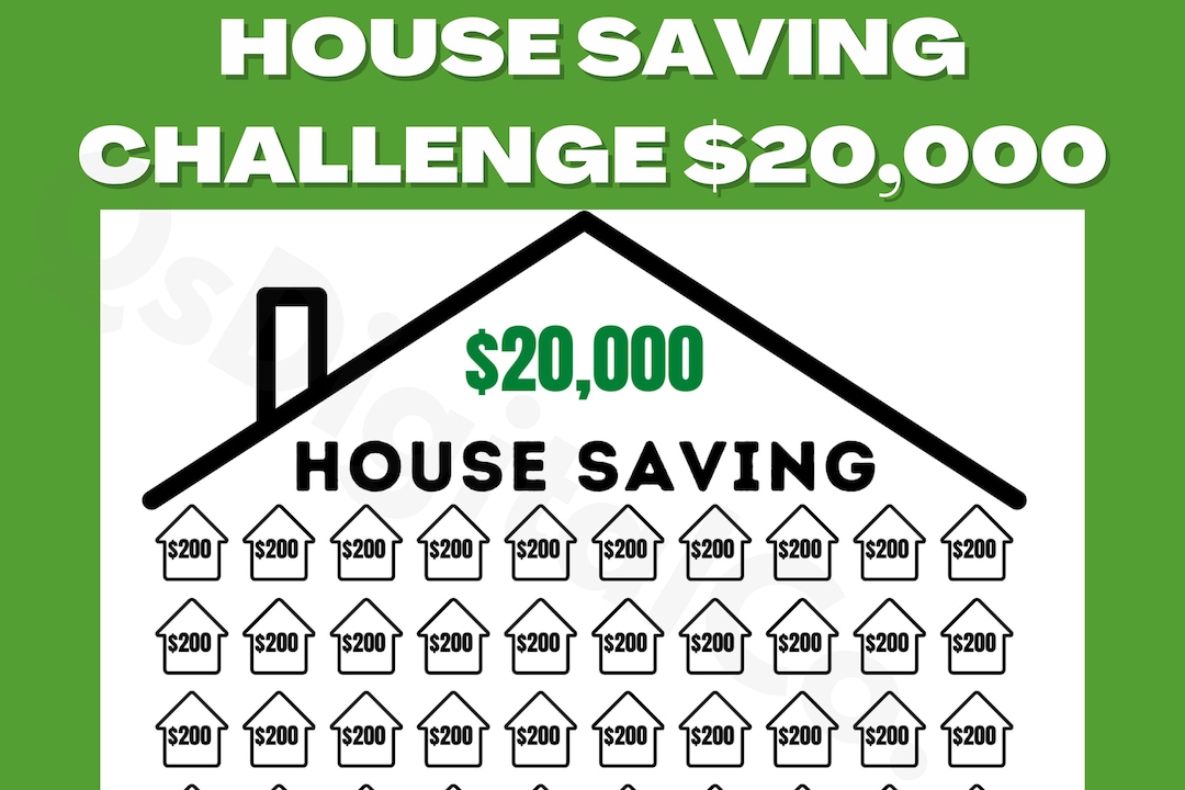 20K House Funds Challenge Printable, Save 20000 Dollars, Down Payment