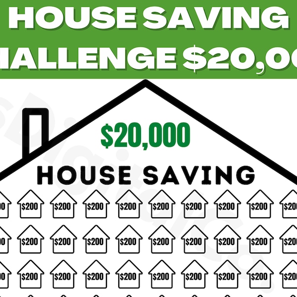 20K House Funds Challenge Printable, Save 20000 Dollars, Down Payment Money Savings, Budget Planner, Savings Tracker, Savings Challenge