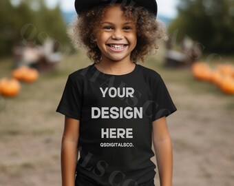 Kinder Bella Canvas 3001 T-Shirt Mockup, Kinder Halloween Mockup, Bella Canvas 3001Y Mockup, Bella Canvas 3001T, Kleinkind Mockup, Herbst Mockup