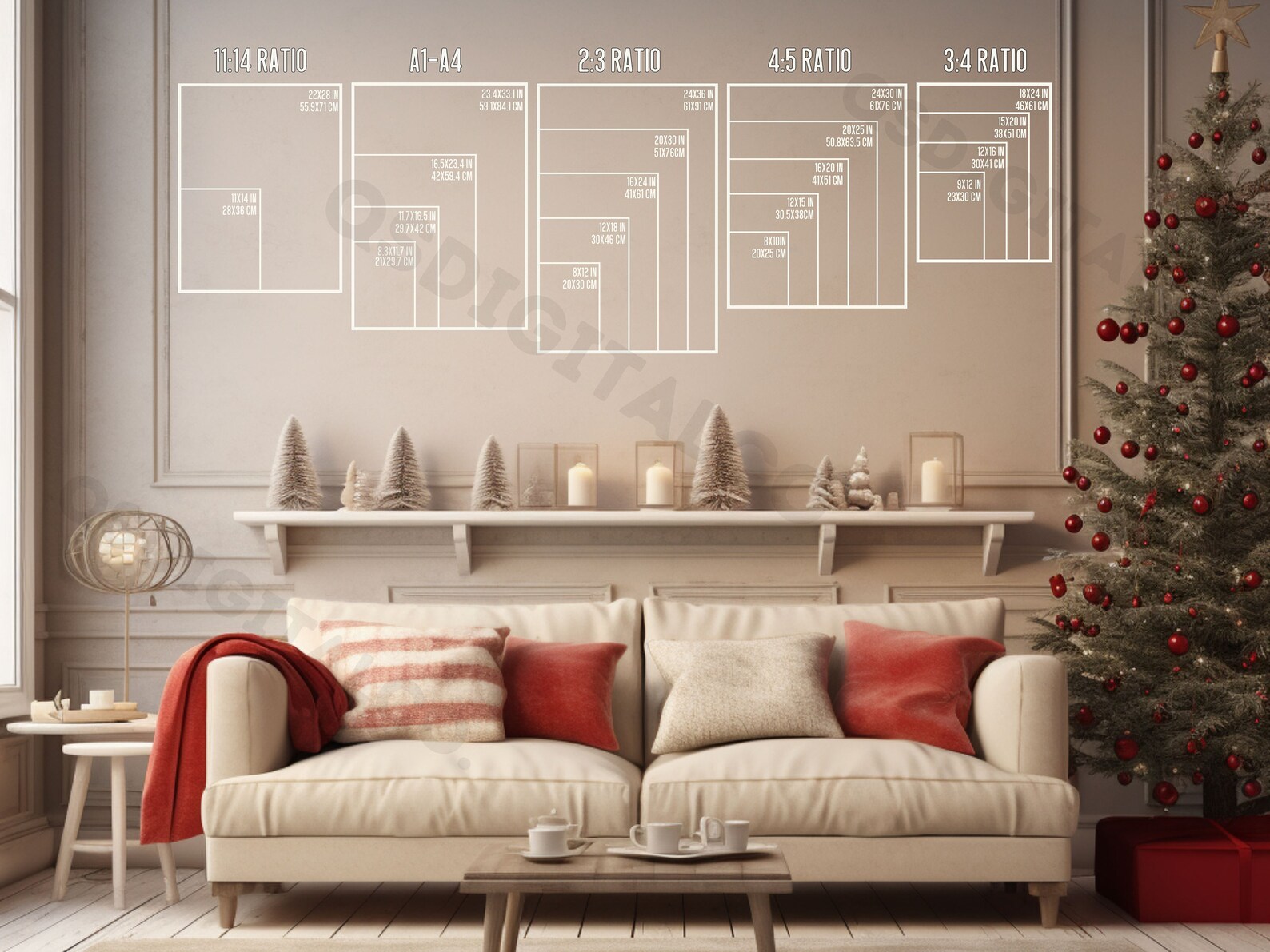 Wall Art Size Guide, Print Size Guide, Wall Art Ratio Guide, Frame Size ...