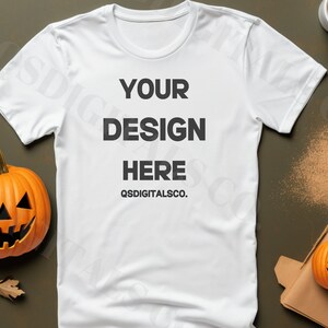 Halloween Bella Canvas 3001 T Shirt Mockup, Flat Lay Bella Canvas 3001 Mock Up, Mockups, Halloween T-Shirt Mockup, Fall BC 3001 Mockups