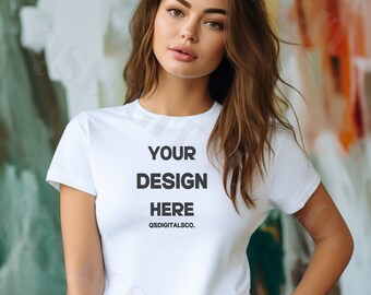 Bella Canvas 3001 Tshirt Mockup | Bella Canvas 3001 Mock Up | White T-Shirt Mockup | Womens T-shirt Mockup | Model Mockup | BC 3001 Mockups