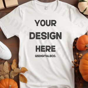 Fall Bella Canvas 3001 Tshirt Mockup | Bella Canvas 3001 Mock Up, Autumn T-Shirt Mockup, Flat Lay Shirt Mockup, Fall Mockup, BC 3001 Mockups