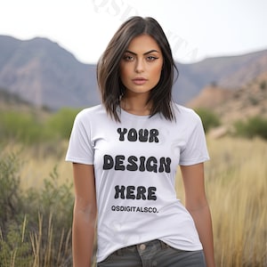Hispanic Female Model Mockup, Bella Canvas 3001 T-Shirt Mockup, Bella Canvas 3001 Mock Up, Women Mockup, Latina Latinx Mockup, BC 3001 Mocks