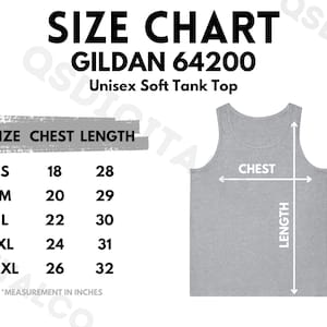 Gildan 64200 Size Chart | Unisex Tank Top Size Guide | Gildan 64200 Mock Up | Sizing Guide | Unisex Tank Top Mockup | Unisex Tank Top Mocks