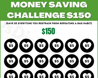 Bad Habit Breaker Challenge Printable, Save 150 Dollars, Money Savings Challenge, Budget Planner, Savings Tracker, Savings Challenge