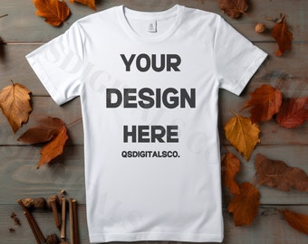 Fall Bella Canvas 3001 Tshirt Mockup | Bella Canvas 3001 Mock Up, Autumn T-Shirt Mockup, Flat Lay Shirt Mockup, Fall Mockup, BC 3001 Mockups