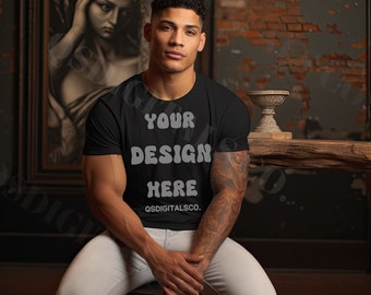 Maqueta de modelos masculinos HISPANO, Maqueta Bella Canvas 3001, Maqueta hombres mujeres, Maqueta latina latina Latinx Bella Canvas 3001, Mocks BC 3001, Mock