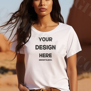 Bella Canvas 3001 T-shirtmodell, Bella Canvas 3001 modell, vit T-shirtmodell, dam-T-shirtmodell, Native Model-modell, BC 3001-modeller