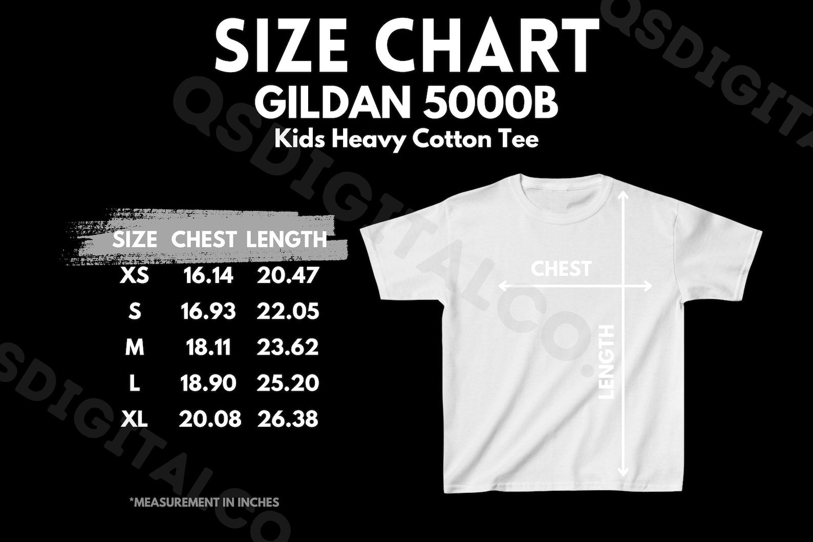 Gildan 5000B Size Chart Kids Tshirt Size Guide Gildan 5000B Mock up