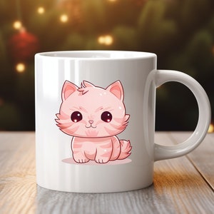 Paquete de imágenes prediseñadas de gatos Kawaii, 34 PNG JPG Imágenes prediseñadas de gatos lindos, PNG transparente, tazas, fabricación de tarjetas, camisetas, artesanía de papel digital, uso comercial imagen 5