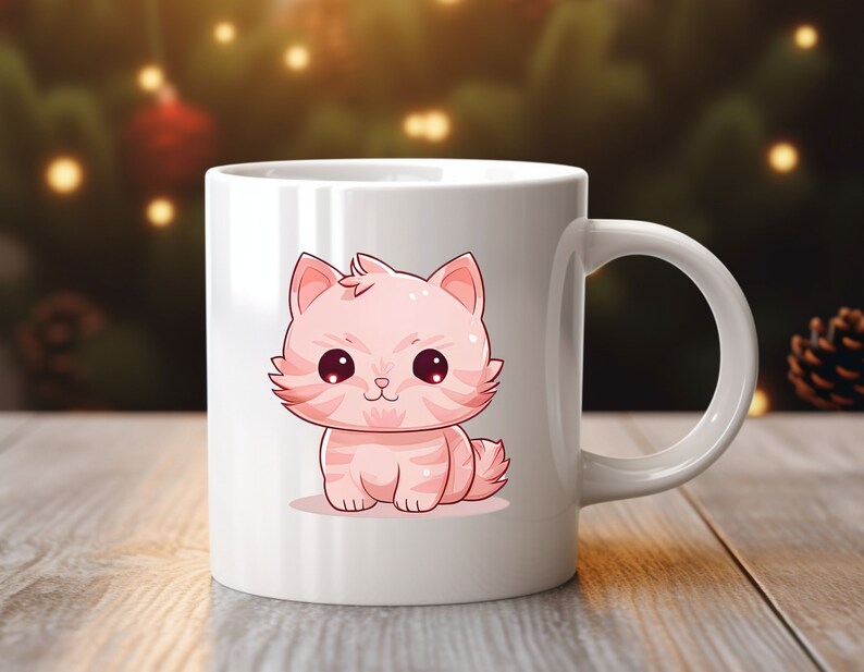 Paquete de imágenes prediseñadas de gatos Kawaii, 34 PNG JPG Imágenes prediseñadas de gatos lindos, PNG transparente, tazas, fabricación de tarjetas, camisetas, artesanía de papel digital, uso comercial imagen 5