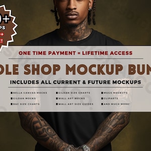 WHOLE SHOP BUNDLE, Entire Shop Bundle Mockups, Bella Canvas Bundle, Gildan 18000 Bundle, Size Chart Bundle, Diversity Ethnic Mockups Bundle
