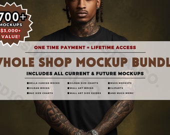WHOLE SHOP BUNDLE, Entire Shop Bundle Mockups, Bella Canvas Bundle, Gildan 18000 Bundle, Size Chart Bundle, Diversity Ethnic Mockups Bundle