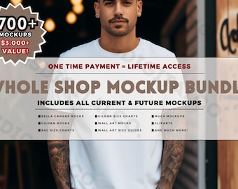 WHOLE SHOP BUNDLE, Entire Shop Bundle Mockups, Bella Canvas Bundle, Gildan 18000 Bundle, Size Chart Bundle, Comfort Colors, Lifetime Access