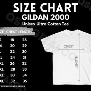 Gildan 2000 Size Chart | Unisex T-Shirt Size Guide | Gildan 2000 Mock Up | Sizing Guide | Unisex T-shirt Mockup | Women Men Tee Mocks