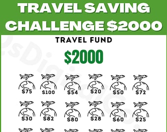 2K Travel Fund Saving Challenge Printable, Save 1000 Dollars, Money Savings Challenge, Budget Planner, Savings Tracker, Savings Challenge