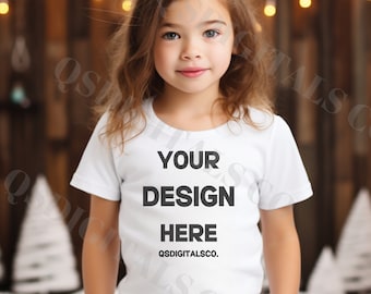 Maqueta de camiseta Bella Canvas 3001 para niños, Maqueta navideña para niños, Maqueta Bella Canvas 3001Y, Bella Canvas 3001T, Maqueta para niños pequeños, Maqueta XMAS
