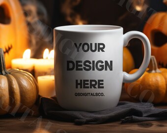 Halloween Coffee Mug Mockups, 11 oz Coffee Mug Mockup, White Mug Mockup, Autumn Mug Mock Up, Fall Mug Mock Ups, Blank Mug Mockup, Mug Mockup