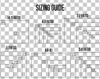 Transparent Wall Art Size Guide, Print Size Guide, Wall Art Ratio Guide, Frame Size Chart, Poster Size Guide, Display Print Size Guide (PNG)