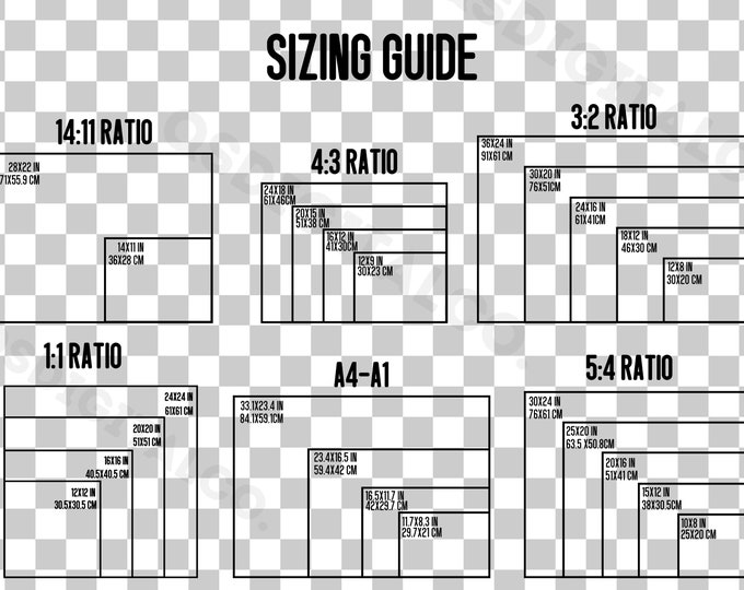 Wall Art Size Guide, Print Size Guide, Wall Art Ratio Guide, Frame Size ...
