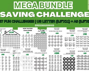 Savings Challenge BUNDLE, A6 Mini Savings Challenge Trackers, Budget Planner, Savings Tracker Printable, Envelope Challenge, Savings Funds
