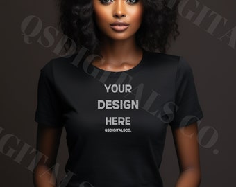 Bella Canvas 3001 Tshirt Mockup, Bella Canvas 3001 Mock Up, Black Women T-shirt Mockup, Afro American Woman Model Mockup, BC 3001 Mockups