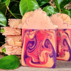 Polynesian Punch Artisan Soap | Passion Fruit & Nectarine | Frosted Soap Bar | Tropical Summer Scent | Whimsical Soap |